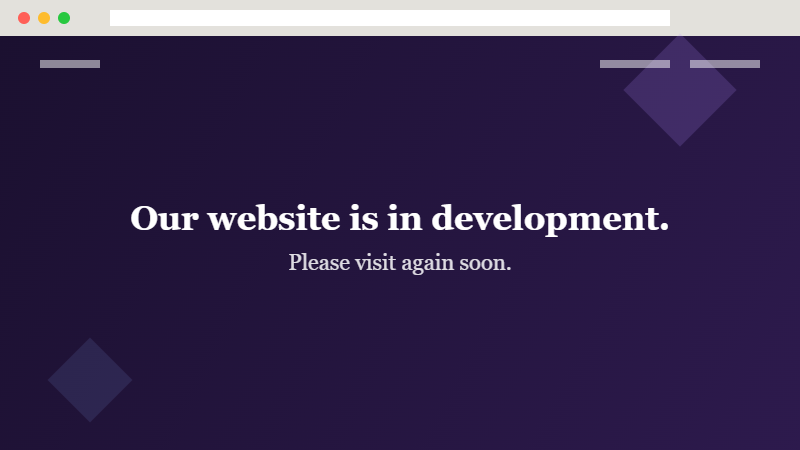 Coming soon landing page mockup for a small business website in development